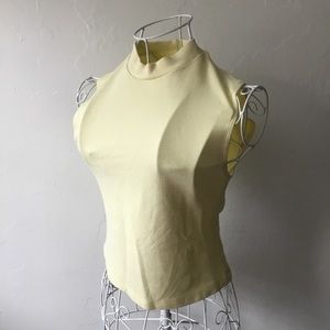 American apparel light lemon mock neck tank top
